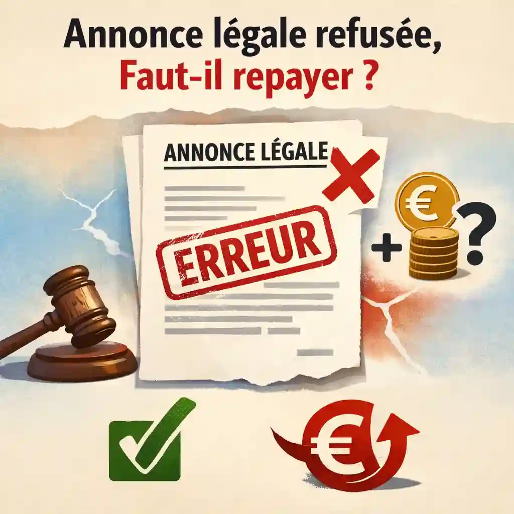 Annonce légale contenant refusée ou contenant une erreur : faut-il repayer une seconde publication ?