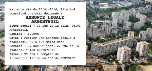 annonce legale argenteuil 
