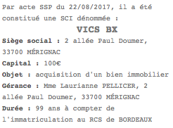 annonce legale bordeaux sci