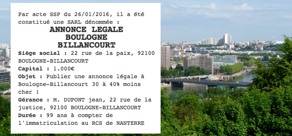 annonce legale boulogne billancourt