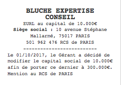 annonce legale changement capital
