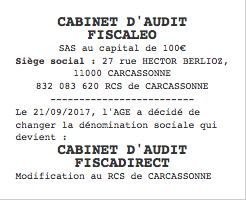 annonce legale changement denomination