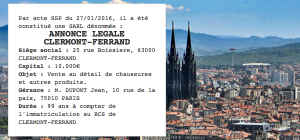 annonce legale clermont ferrand