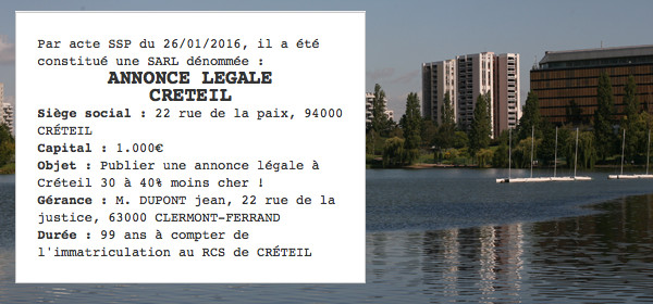 annonce legale creteil
