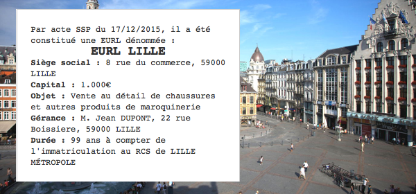annonce legale eurl lille