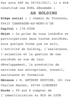 annonce legale eurl lyon