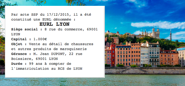 annonce legale eurl lyon