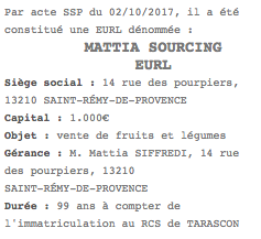 annonce legale eurl marseille