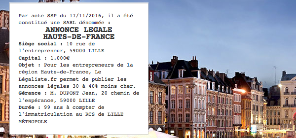 annonce legale hauts de france