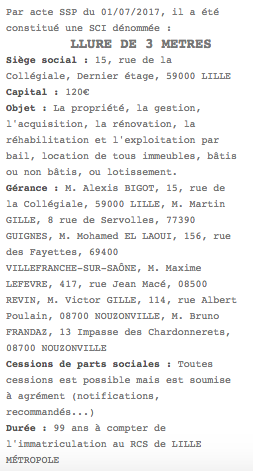 annonce legale lille sci