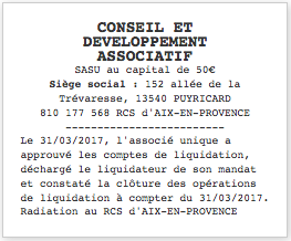 annonce legale liquidation exemple