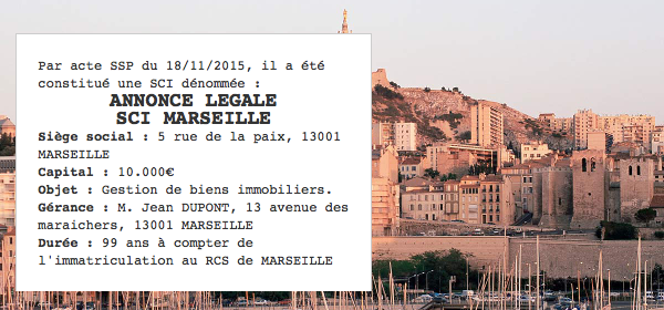 annonce legale sci marseille