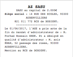 annonce legale modification administrateur