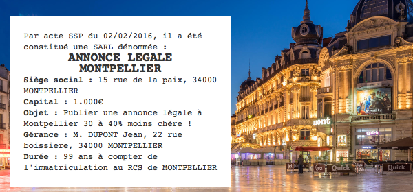 annonce legale montpellier