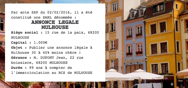 annonce legale mulhouse