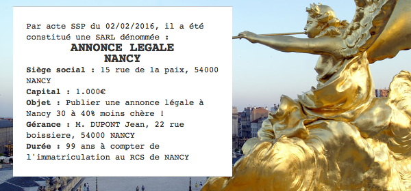 annonce legale nancy