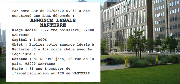 annonce legale nanterre