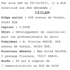 annonce legale nice sas