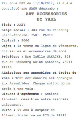 annonce legale paris sasu