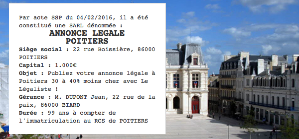 annonce legale poitiers