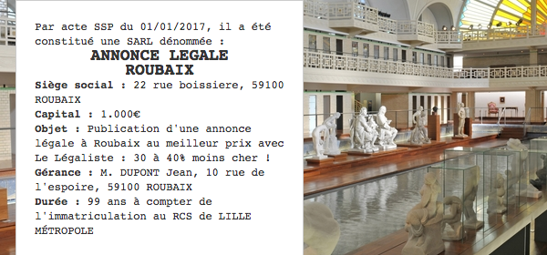 annonce legale roubaix