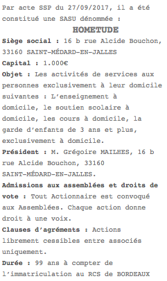 annonce legale sas bordeaux