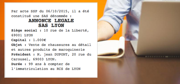 annonce legale sas lyon
