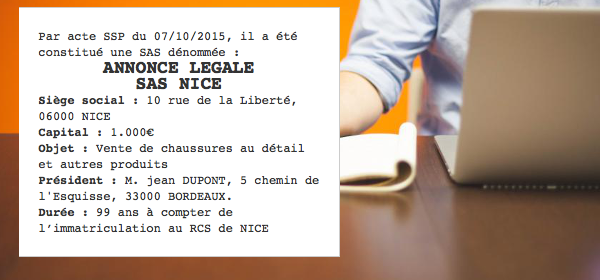 annonce legale sas nice