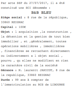 annonce legale sci bordeaux