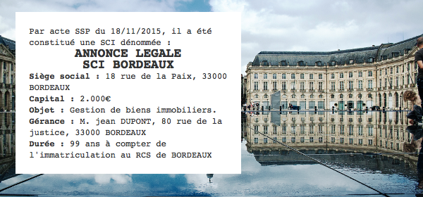 annonce legale sci bordeaux