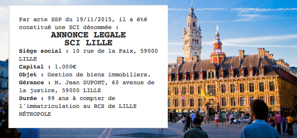 annonce legale sci lille