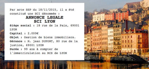 annonce legale sci lyon