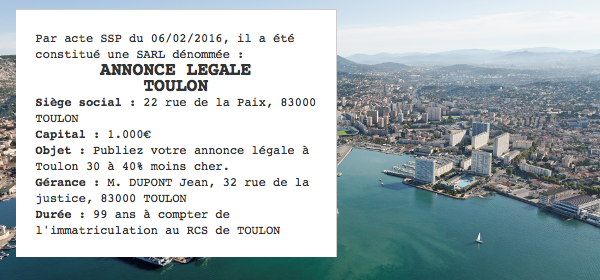annonce legale toulon