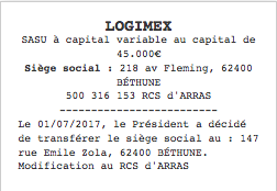 annonce legale transfert sasu