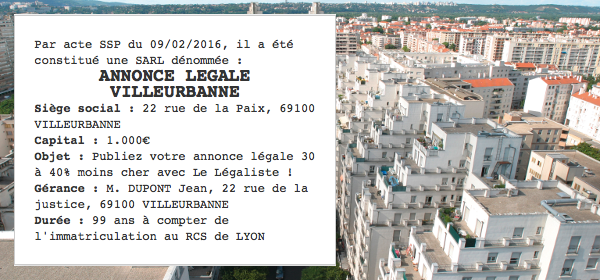 annonce legale villeurbanne
