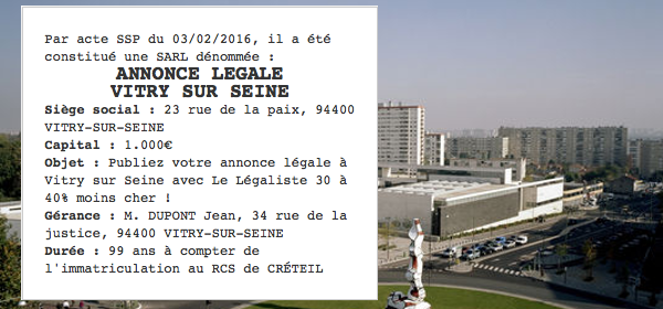 annonce legale vitry sur seine