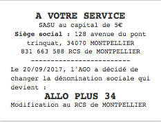 changement denomination