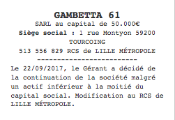 continuation activite malgre pertes annonce legale