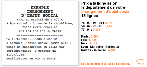 Prix annonce légale changement de siège social