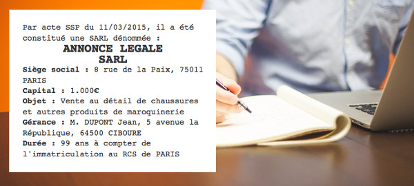 exemple annonce legale