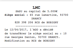 exemple annonce legale changement siege social