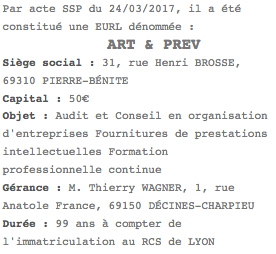 parution legale eurl lyon