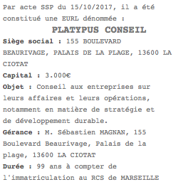 parution legale eurl marseille