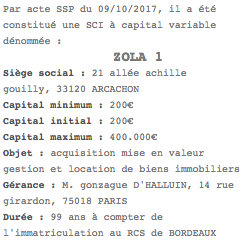 parution legale sci bordeaux