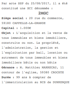 parution legale sci lille