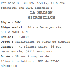 publication legale eurl lille