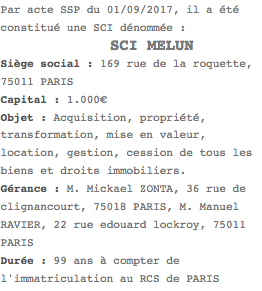 publication legale sci paris