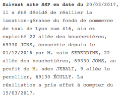 publicite legale fin de location gerance