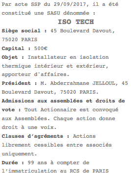 publicite legale sasu paris