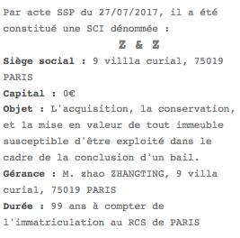 publicite legale sci paris